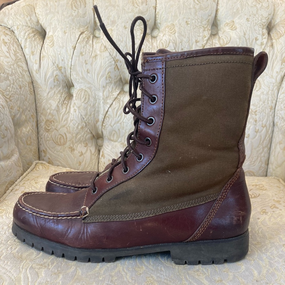 G.H. Bass & Co Men’s Brown Leather Boots Duck Canvas size 11